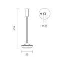 SIGOR LED Akku-Tischleuchte NUCANDLE, IP54, 30cm / Ø 8.5 - 2.07cm, 3.7V, 1.6W 2700K 180lm, Touch-Dimmer, keramikschwarz, glänzend