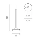 SIGOR LED Akku-Tischleuchte NUCANDLE, IP54, 30cm / Ø 8.5 - 2.07cm, 3.7V, 1.6W 2700K 180lm, Touch-Dimmer, keramikschwarz, glänzend