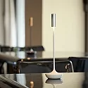 SIGOR LED Akku-Tischleuchte NUCANDLE, IP54, 30cm / Ø 8.5 - 2.07cm, 3.7V, 1.6W 2700K 180lm, Touch-Dimmer, keramikweiß / Chrom