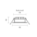 SIGOR LED Einbauleuchte DILED 68, IP20, Ø 8.5cm, 6W 3000K 380lm 36°, CRi 95, dimmbar, schwenkbar, stahl
