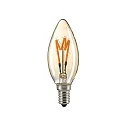 LED Deko Wendelfilament-Kerzenlampe CURVED GOLD, 230V, Ø 3.5cm / L 9.7cm, E14, 2.5W 2000K 136lm 330°, dimmbar, Gold / Klar