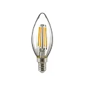 LED Filament light bulb CANDLE, 230V, Ø 3.5cm / L 9.7cm, E14, 4.5W 2700K 470lm 300°, clear