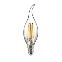 LED Filamentlampe KERZE WINDSTOSS, 230V, Ø 3.5cm / L 12.3cm, E14, 4.5W, 2700K 470lm 300°, dimmbar, klar