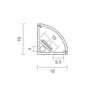 SIGOR LED Eckprofil KS-SIG-PROF11, für LED Strips bis 1cm Breite, Länge 200cm / 1.6 x 1.6cm, Aluminium