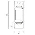 LED Wandprofil UP/DOWN KS-SIG-PROF16, für 2 LED Streifen bis 2.71cm Breite + Treiber, Länge 100cm / 3 x 8.5cm, Aluminium