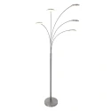 Mexlite LED Stehleuchte SYNNA, 5-flammig, drehbare Köpfe, 5x 4.5W 2700K 500lm, mit Schnurdimmer, stahl gebürstet