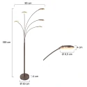 Mexlite LED Stehleuchte SYNNA, 5-flammig, drehbare Köpfe, 5x 4.5W 2700K 500lm, mit Schnurdimmer, stahl gebürstet