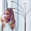 Mexlite LED Stehleuchte SYNNA, 5-flammig, drehbare Köpfe, 5x 4.5W 2700K 500lm, mit Schnurdimmer, schwarz matt