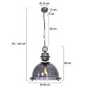 Steinhauer Pendelleuchte BIKKEL, Ø 45cm, E27 max. 60W, Metall antik / Rauchglasschirm / Abdeckung satiniert