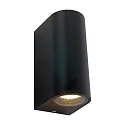 Außenwandleuchte LOGAN, IP44, Up/Down, rund, inkl. 2x GU10 LED 4W 2700K 345lm (schaltbar), Glas klar, aluminium schwarz