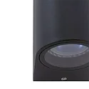 Steinhauer Außenwandleuchte LOGAN, IP44, Up/Down, rund, inkl. 2x GU10 LED 4W 2700K 345lm (schaltbar), Glas klar, aluminium schwarz
