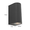 Steinhauer Außenwandleuchte LOGAN, IP44, Up/Down, rund, inkl. 2x GU10 LED 4W 2700K 345lm (schaltbar), Glas klar, aluminium schwarz