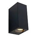 Außenwandleuchte LOGAN, IP44, Up/Down, eckig, inkl. 2x GU10 LED 4W 2700K 345lm (schaltbar), Glas klar, aluminium schwarz