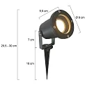 Steinhauer Outdoor Erdspieß-Strahler NOVA, IP54, inkl. GU10 LED 4W 2700K 345lm, dreh- und neigbar, mit Steckerkabel, schwarz matt