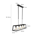Mexlite Pendelleuchte BUCKLEY, 4-flammig, 100cm, 4x E27, Höhe verstellbar, Schwarz matt