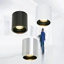 Steinhauer Aufbau-Downlight PÉLITE SPOT, Ø 8.5cm, GU10 max. 40W, starr, stahl gebürstet / innen schwarz