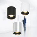 Steinhauer Aufbau-Downlight PÉLITE SPOT, Ø 8.5cm, GU10 max. 40W, starr, stahl gebürstet / innen schwarz