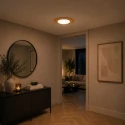 anne light & home LED Deckenleuchte AURA, Ø 60cm, Strahlen-Form, 12W 2700K 960lm, dimmbar, Bambus-Rattan / Mattglas weiß