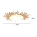 anne light & home LED Deckenleuchte AURA, Ø 60cm, Strahlen-Form, 12W 2700K 960lm, dimmbar, Bambus-Rattan / Mattglas weiß