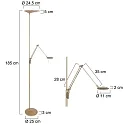 LED Deckenfluter ZODIAC, inkl. Leseleuchte mit Gelenkarm, 25+6W 2700K 2200+700lm, mit Touch-Dimmer, bronze