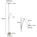 Steinhauer LED Deckenfluter ZODIAC, inkl. Leseleuchte mit Gelenkarm, 25+6W 2700K 2200+700lm, mit Touch-Dimmer, stahl gebürstet
