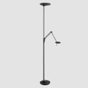 Steinhauer LED Deckenfluter ZODIAC, inkl. Leseleuchte mit Gelenkarm, 25+6W 2700K 2200+700lm, mit Touch-Dimmer, schwarz matt