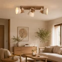 Mexlite ceiling luminaire GEARWOOD 3 flames E27 IP20, creme dimmable