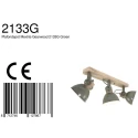 Mexlite Wand- und Deckenleuchte GEARWOOD, 3-flammig, 3x E27, Kautschuk-Holz natur / Metall, grün glänzend / innen weiß