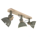 Mexlite Wand- und Deckenleuchte GEARWOOD, 3-flammig, 3x E27, Kautschuk-Holz natur / Metall, grün glänzend / innen weiß