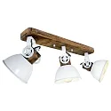 Wand- und Deckenleuchte GEARWOOD, 3-flammig, 3x E27, Kautschuk-Holz natur / Metall, weiß matt