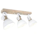 Wand- und Deckenleuchte GEARWOOD, 3-flammig, 3x E27, Kautschuk-Holz natur / Metall