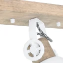Wand- und Deckenleuchte GEARWOOD, 3-flammig, 3x E27, Kautschuk-Holz natur / Metall