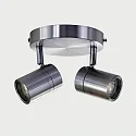 Mexlite Aufbaustrahler UPROUND, IP44, 2-flammig, inkl. 2x GU10 LED 4.6W 2200-2700K 480lm (D2W), dreh- und neigbar, stahl gebürstet