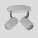 Mexlite Aufbaustrahler UPROUND, IP44, 2-flammig, inkl. 2x GU10 LED 4.6W 2200-2700K 480lm (D2W), dreh- und neigbar, stahl gebürstet