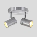 Mexlite Aufbaustrahler UPROUND, IP44, 2-flammig, inkl. 2x GU10 LED 4.6W 2200-2700K 480lm (D2W), dreh- und neigbar, stahl gebürstet