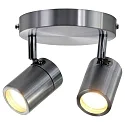 Mexlite Aufbaustrahler UPROUND, IP44, 2-flammig, inkl. 2x GU10 LED 4.6W 2200-2700K 480lm (D2W), dreh- und neigbar, stahl gebürstet