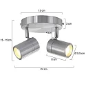 Mexlite Aufbaustrahler UPROUND, IP44, 2-flammig, inkl. 2x GU10 LED 4.6W 2200-2700K 480lm (D2W), dreh- und neigbar, stahl gebürstet