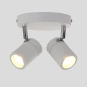 Mexlite Aufbaustrahler UPROUND, IP44, 2-flammig, inkl. 2x GU10 LED 4.6W 2200-2700K 480lm (D2W), dreh- und neigbar, stahl gebürstet
