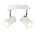 Mexlite Aufbaustrahler UPROUND, IP44, 2-flammig, inkl. 2x GU10 LED 4.6W 2200-2700K 480lm (D2W), dreh- und neigbar, weiß matt