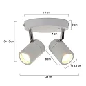 Mexlite Aufbaustrahler UPROUND, IP44, 2-flammig, inkl. 2x GU10 LED 4.6W 2200-2700K 480lm (D2W), dreh- und neigbar, weiß matt