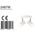 Mexlite Aufbaustrahler UPROUND, IP44, 2-flammig, inkl. 2x GU10 LED 4.6W 2200-2700K 480lm (D2W), dreh- und neigbar, weiß matt