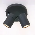 Mexlite Aufbaustrahler UPROUND, IP44, 2-flammig, inkl. 2x GU10 LED 4.6W 2200-2700K 480lm (D2W), dreh- und neigbar, schwarz matt