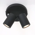 Mexlite Aufbaustrahler UPROUND, IP44, 2-flammig, inkl. 2x GU10 LED 4.6W 2200-2700K 480lm (D2W), dreh- und neigbar, schwarz matt