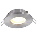 Steinhauer Einbaustrahler PÉLITE SPOT, IP44, Ø 8.5cm, GU10 max.40W, starr, Aluminium / Glas klar, stahl gebürstet