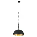 Pendelleuchte SEMICIRKEL, 1-flammig, Ø 50cm, E27, schwarz matt / innen gold antik
