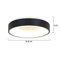 ceiling luminaire RINGLEDE - Ø 48CM large, round, direct / indirect IP20, black matt dimmable