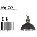 Mexlite Pendelleuchte GAEVE, E27, schwarz matt / Metall gebürstet / Reflektor glänzend, Ø 50cm