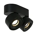 Mexlite ceiling luminaire FEZ 2 flames, oval, swivelling, rotatable, set back IP20, black matt dimmable