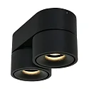Mexlite ceiling luminaire FEZ 2 flames, oval, swivelling, rotatable, set back IP20, black matt dimmable