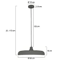 Steinhauer Pendelleuchte KRISIP, Ø 50cm, flach, E27, Metall, grau matt